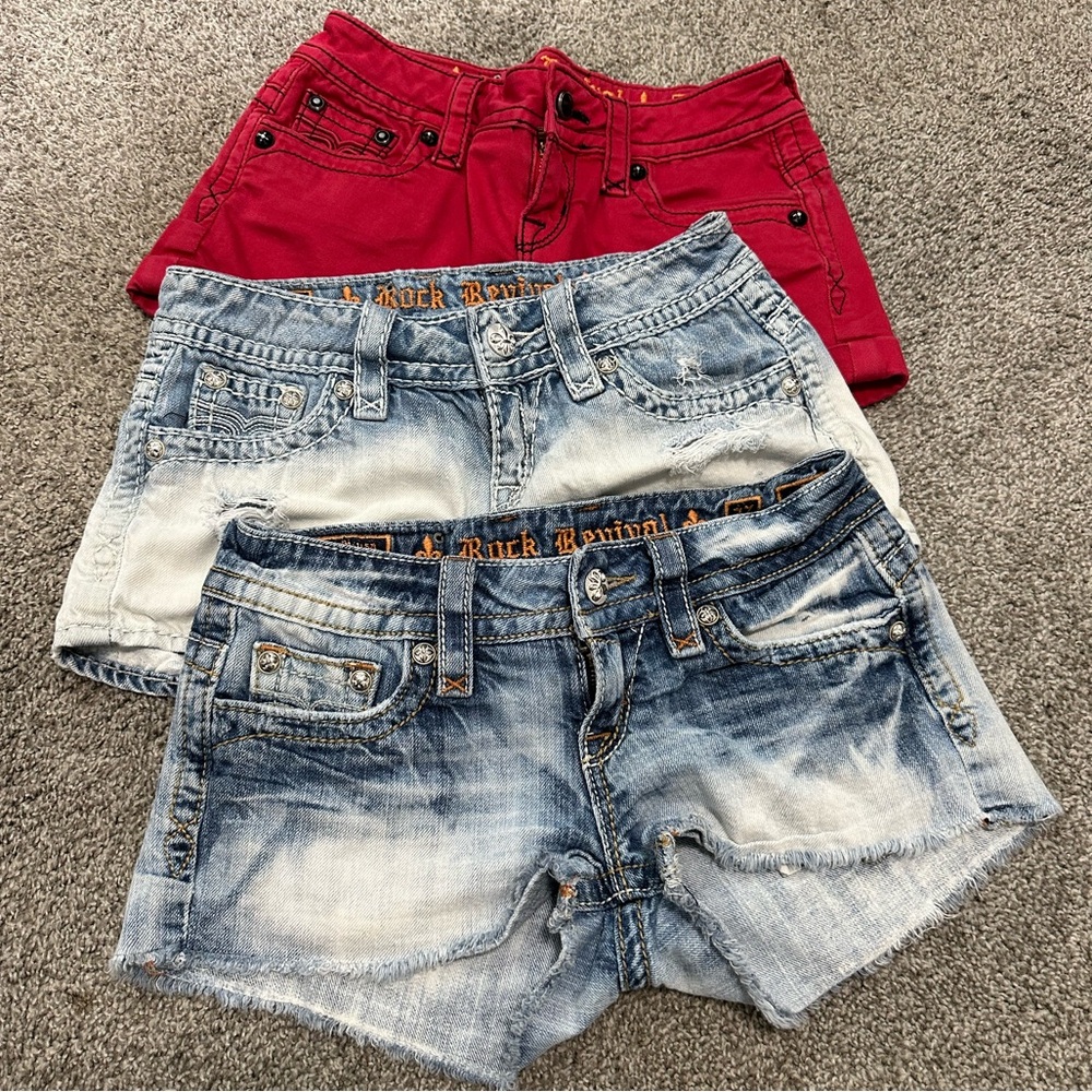 Lot of 3 pairs of Rock Revival shorts! EUC! 2 size 27 1 size 26.